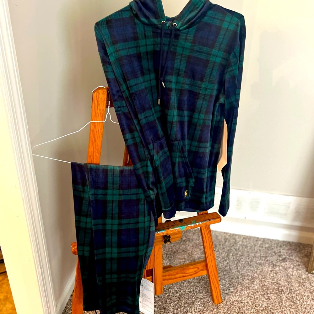 POLO by Ralph Lauren sleepwear set , polyester spandex with velour feel